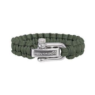 Pentagon paracord bracelet olive metal buckle