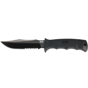 SOG Fixed knife SEAL PUP ELITE - KYDEX SHEATH - Black TINI, Partially Serrated