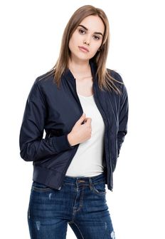 Urban Classics women's light bomber jacket, navy Blue