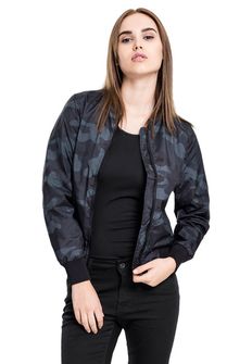 Urban Classics Women's Light Bomber camouflage jacket, Darkcamo