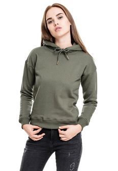 Urban Classics women's hooded sweatshirt, olive