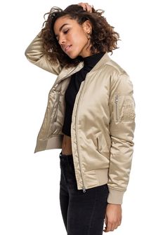 Urban Classics women's satin bomber jacket, golden