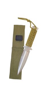 Throwing Knife with Olive Paracord OC, Silver