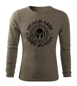 Dragow Fit-T T-shirt with Long Sleeve Molon Labe, Olive 160g/m2