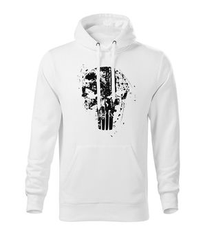 Dragow Men's sweatshirt with hood Frank the Punisher, white 320g/m2
