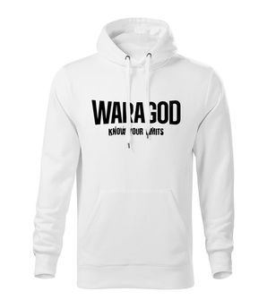 WARAGOD Men's sweatshirt with hood "Know Your Limits", white 300g/m2