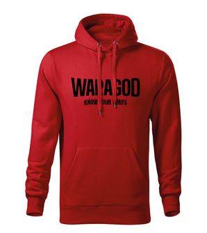 WARAGOD Men's sweatshirt with hood "Know Your Limits", red 300g/m2