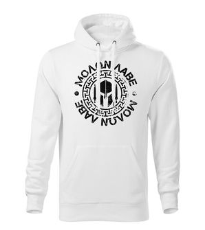 DRAGOWS Men's sweatshirt with hood Molon Labe, white 320g/m2