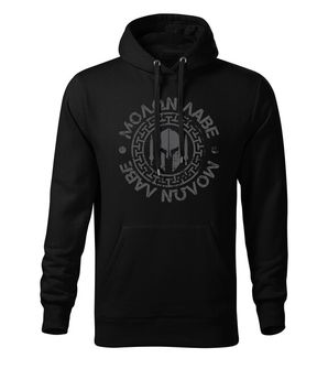 Dragow Men's sweatshirt with hood Molon Labe, black 320g/m2
